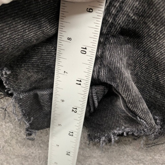 Zara High Rise Denim Jean Shorts Womens 4 Black Cutoff Frayed Cotton Charcoal - Picture 6 of 11